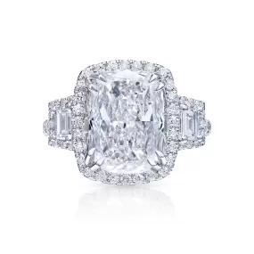 8 Carat Cushion Cut Lab Grown Diamond Engagement Ring Halo.  IGI Certified