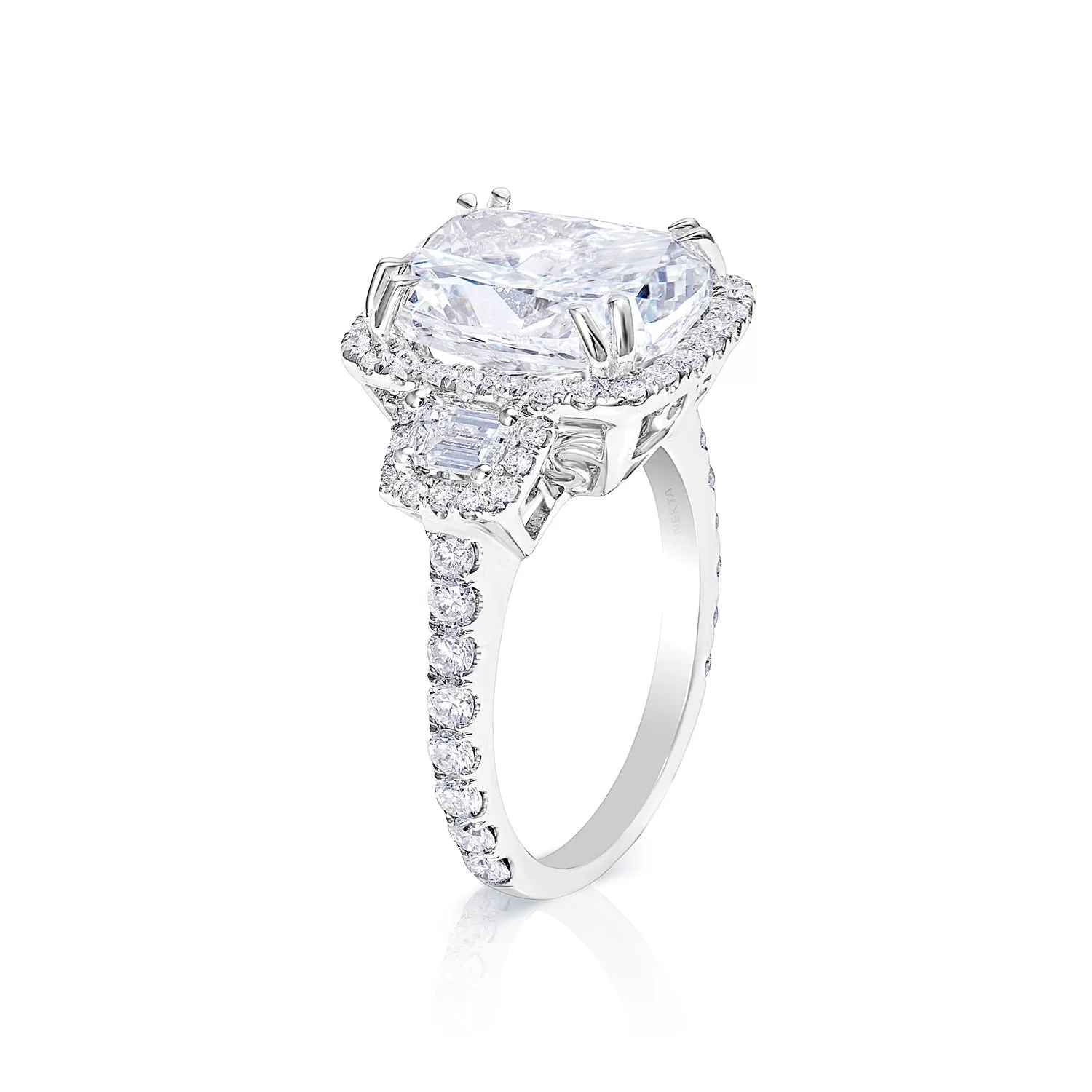 8 Carat Cushion Cut Lab Grown Diamond Engagement Ring Halo.  IGI Certified