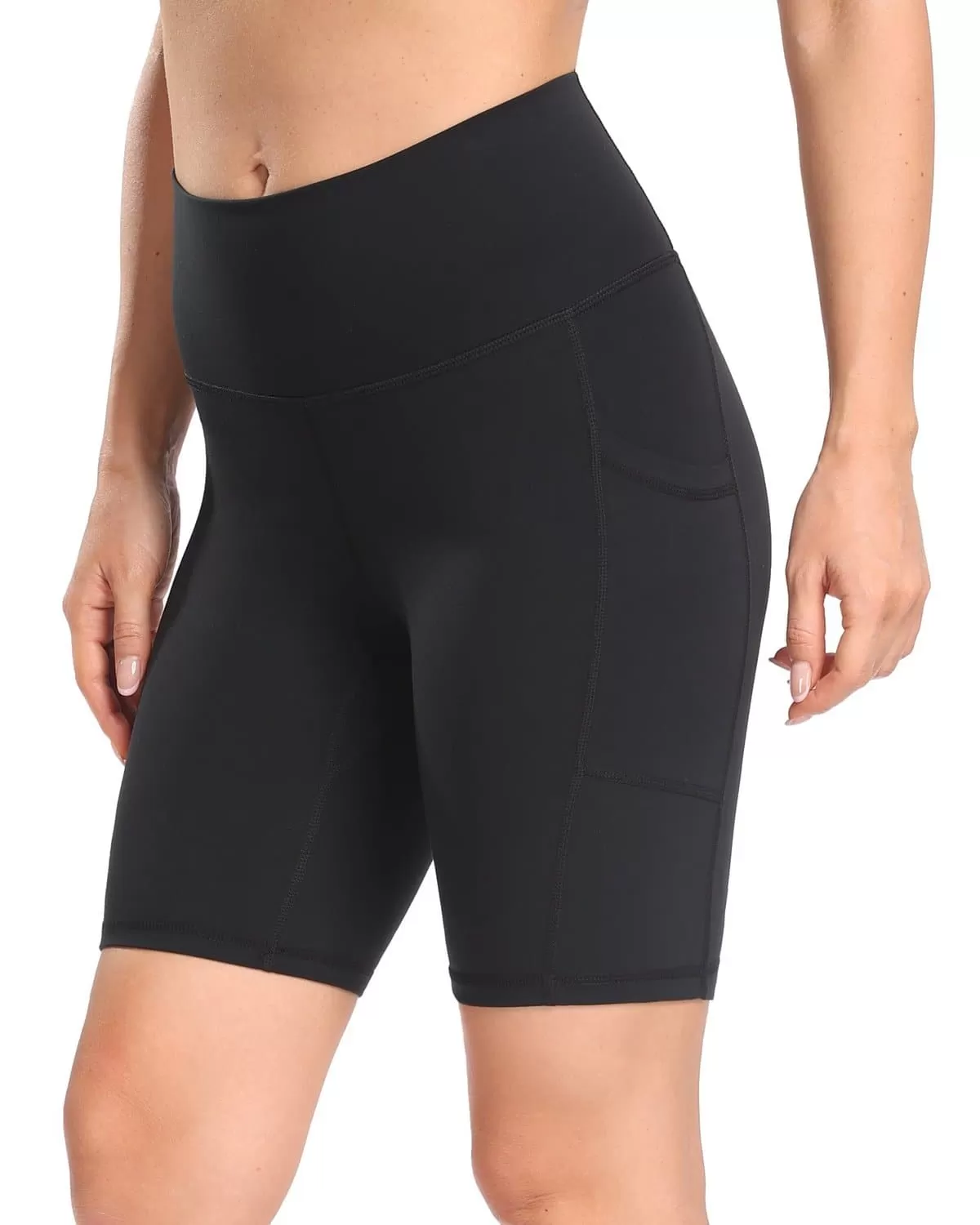 8'' High Waist Pockets Yoga Biker Shorts