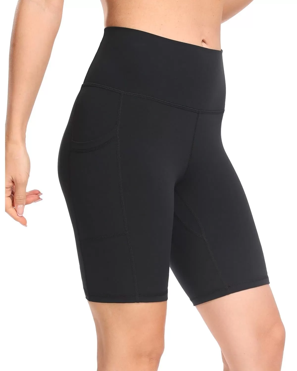 8'' High Waist Pockets Yoga Biker Shorts