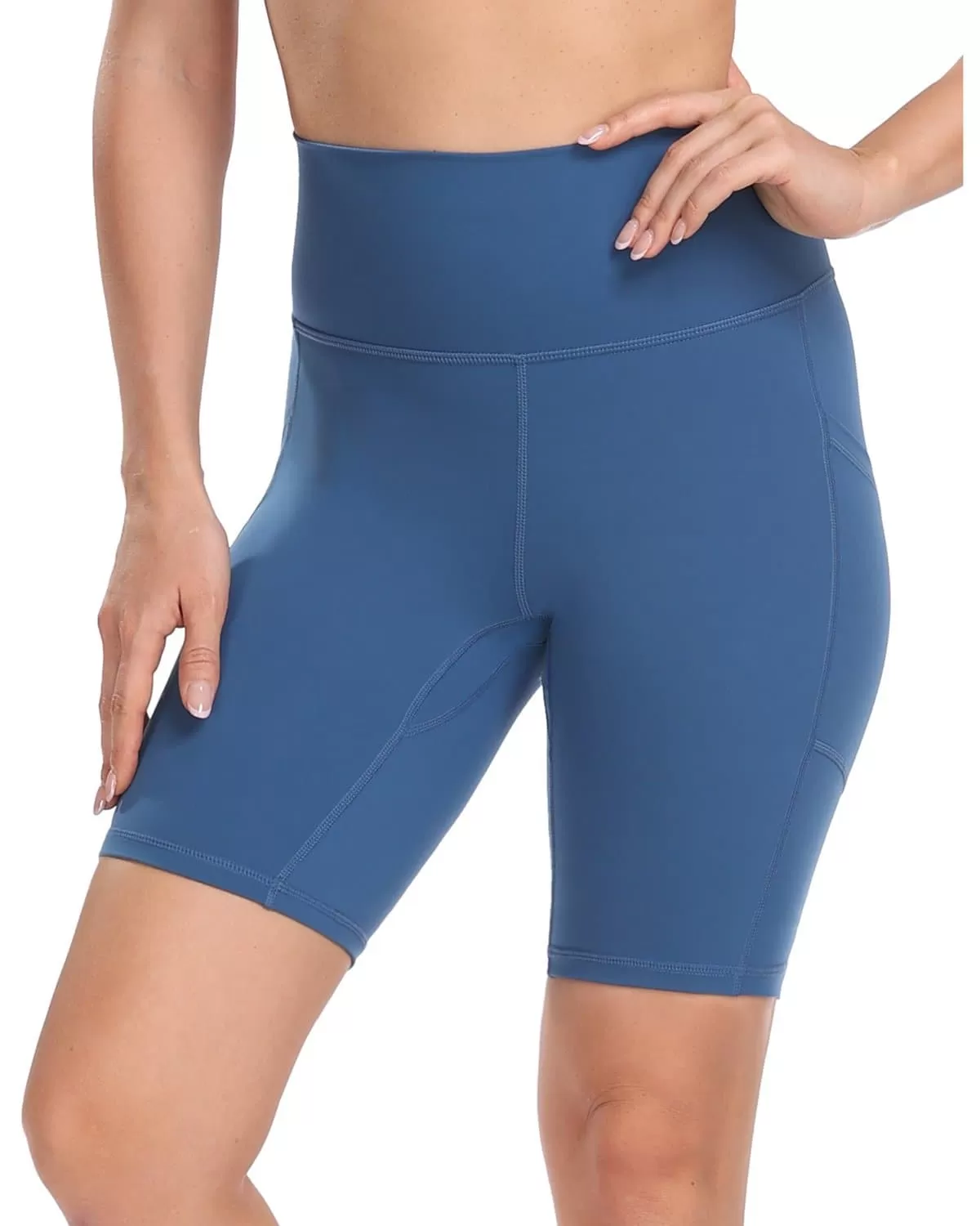 8'' High Waist Pockets Yoga Biker Shorts