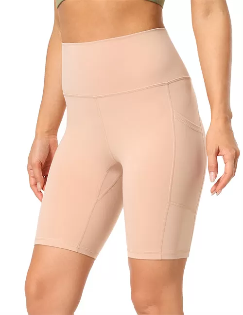 8'' High Waist Pockets Yoga Biker Shorts