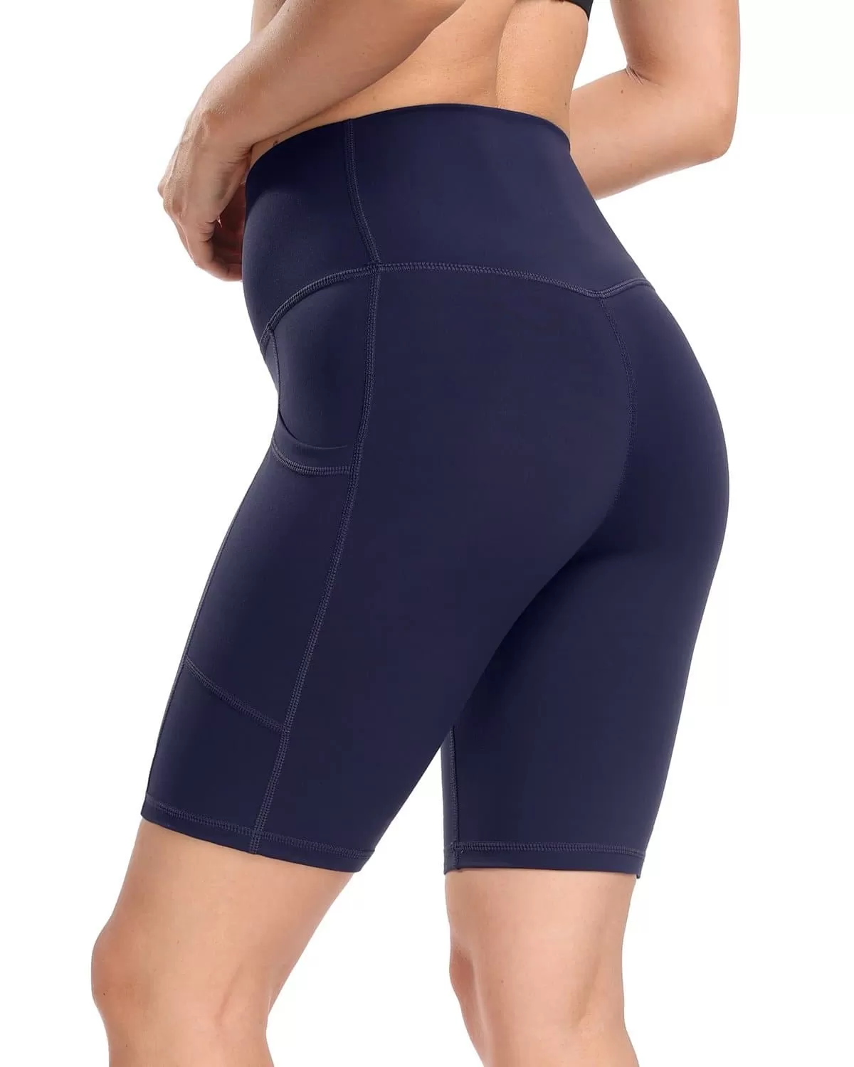 8'' High Waist Pockets Yoga Biker Shorts