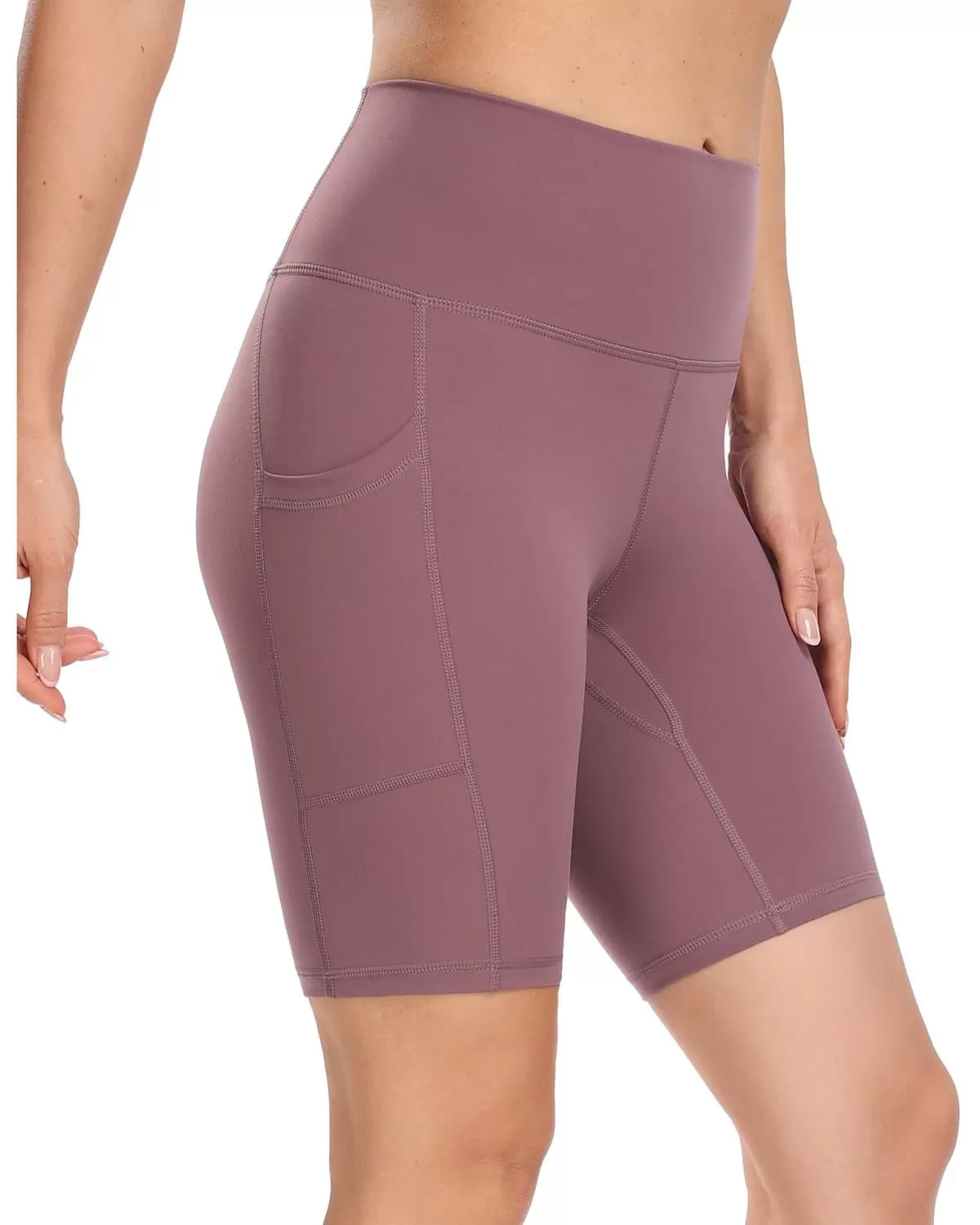 8'' High Waist Pockets Yoga Biker Shorts