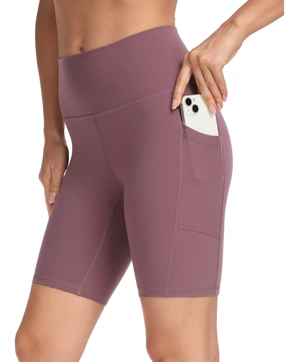 8'' High Waist Pockets Yoga Biker Shorts