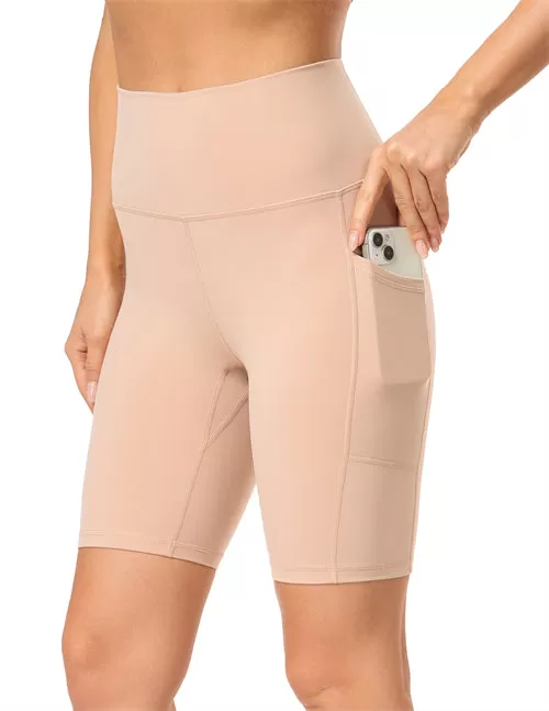 8'' High Waist Pockets Yoga Biker Shorts