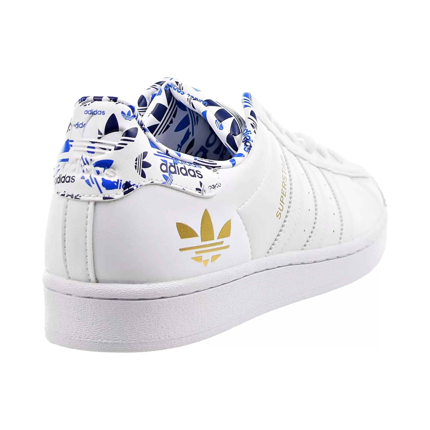 Adidas Superstar Men's Shoes Cloud White-Gold Metallic-Blue