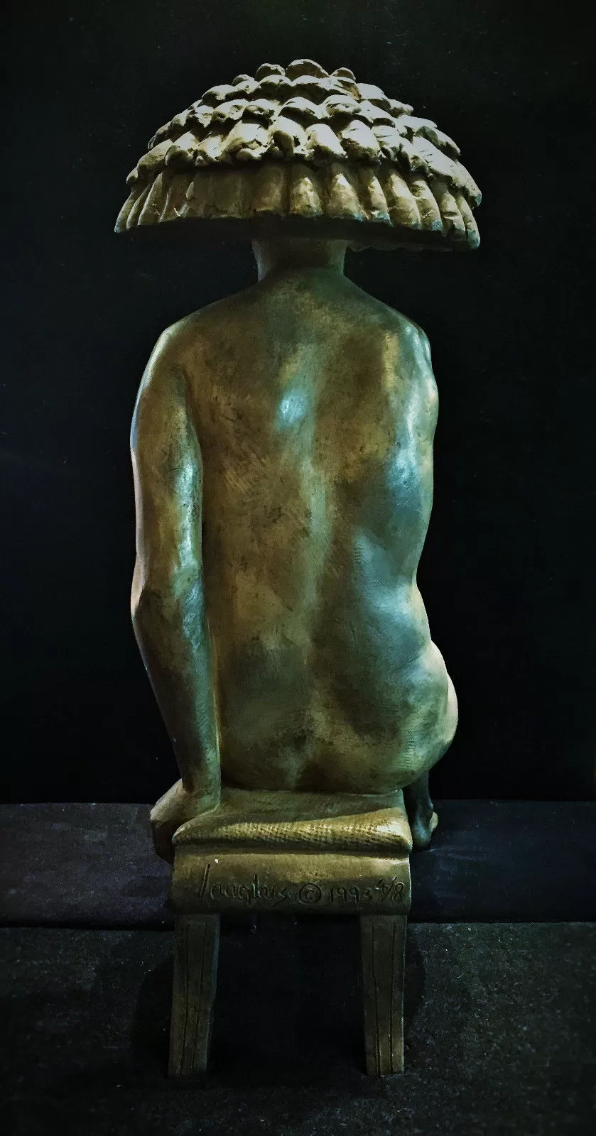 Bernard Langlais Contemporary Sculpture of Seated Nude in Bronze