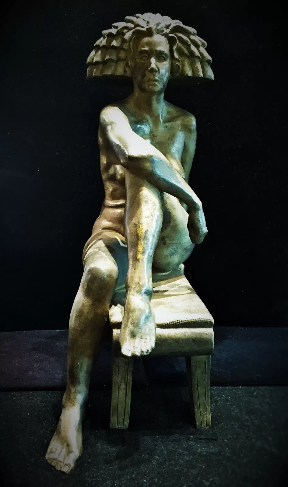 Bernard Langlais Contemporary Sculpture of Seated Nude in Bronze