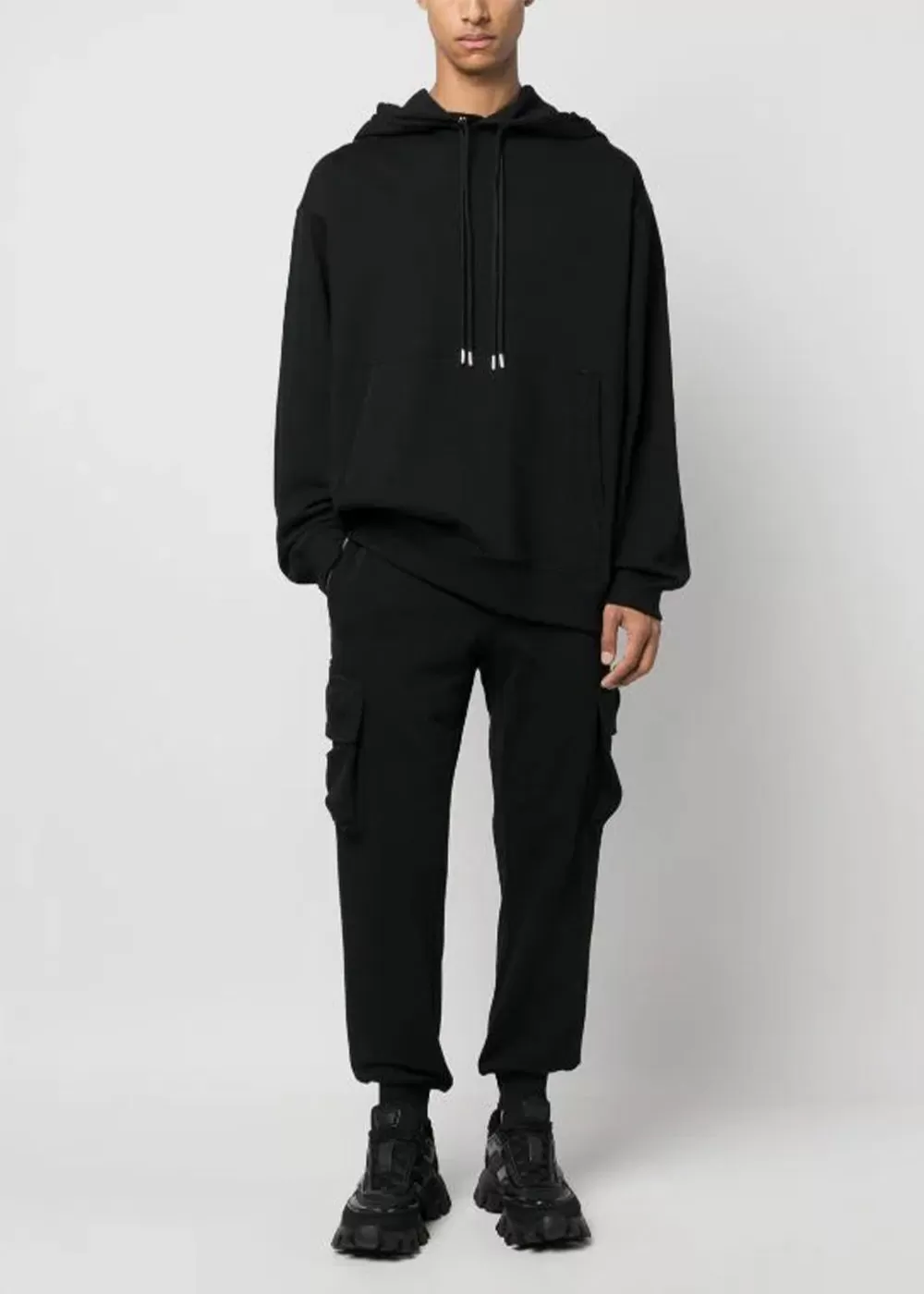 Black Cargo-Pocket Track Pants