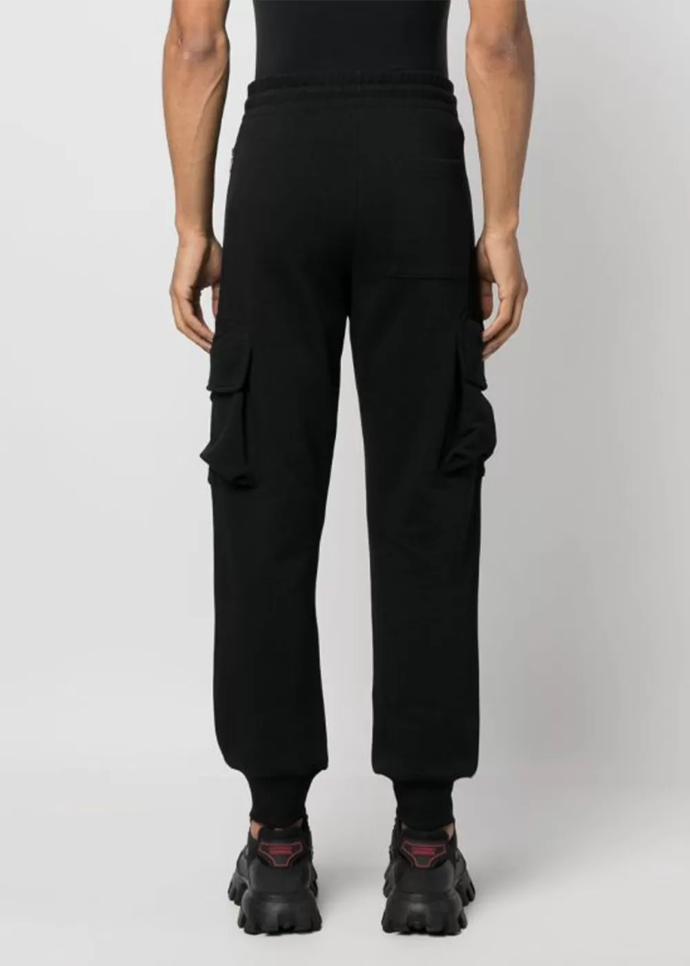 Black Cargo-Pocket Track Pants