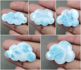 BLUE LARIMAR Gemstone Carving : Natural Untreated Unheated Larimar Bi-Color Hand Carved Cloud