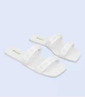 BW8133-WHITE-Women Casual Slipper