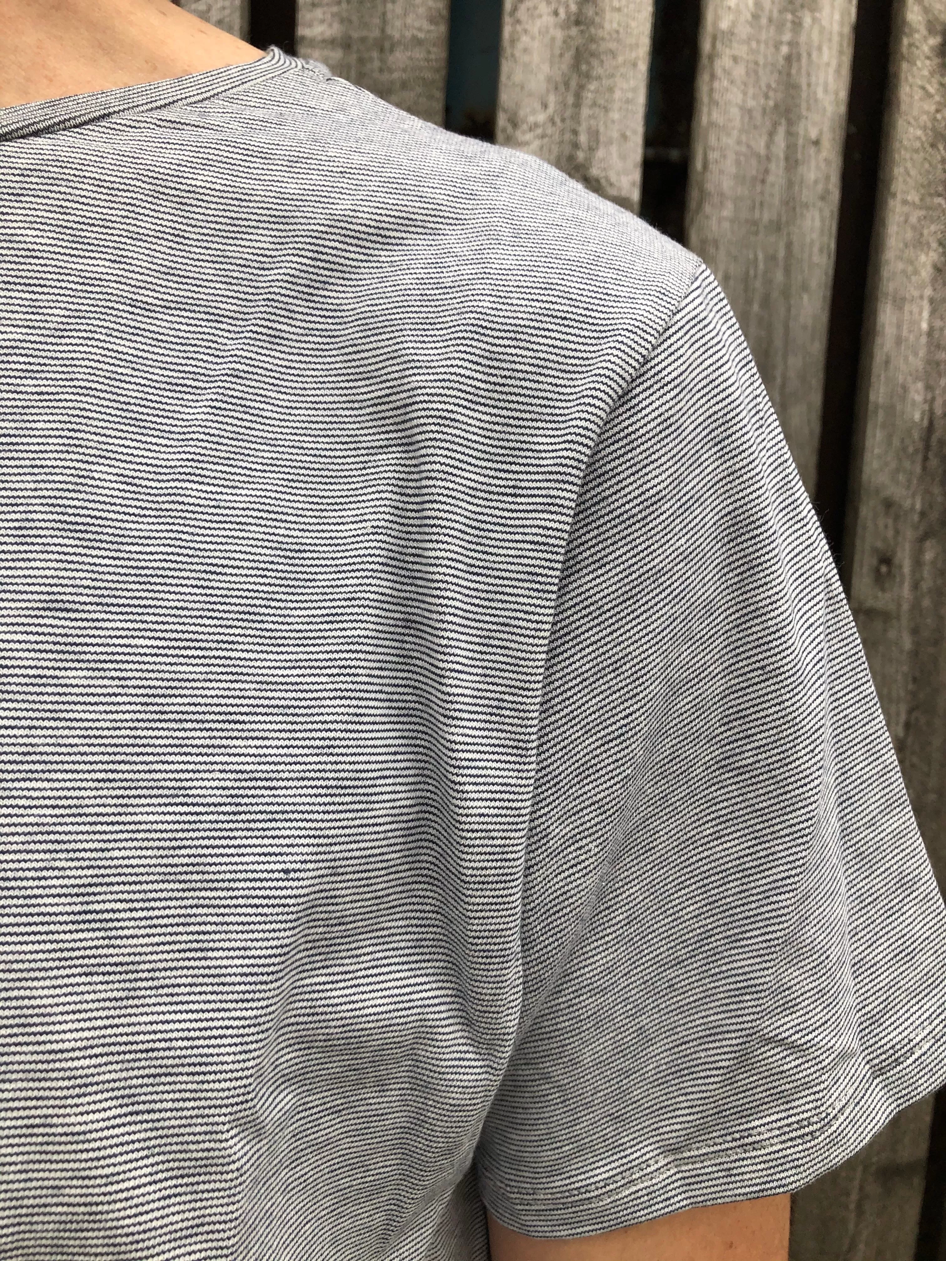 {Clearance Stock} Organic Navy Fine Stripe Tee