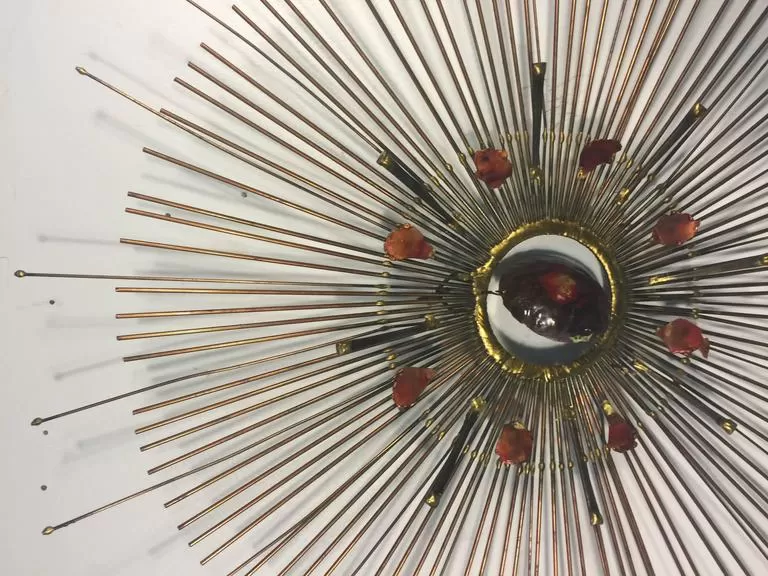 Curtis Jere Wall-Mounted Sunburst Sculpture with Removable Center