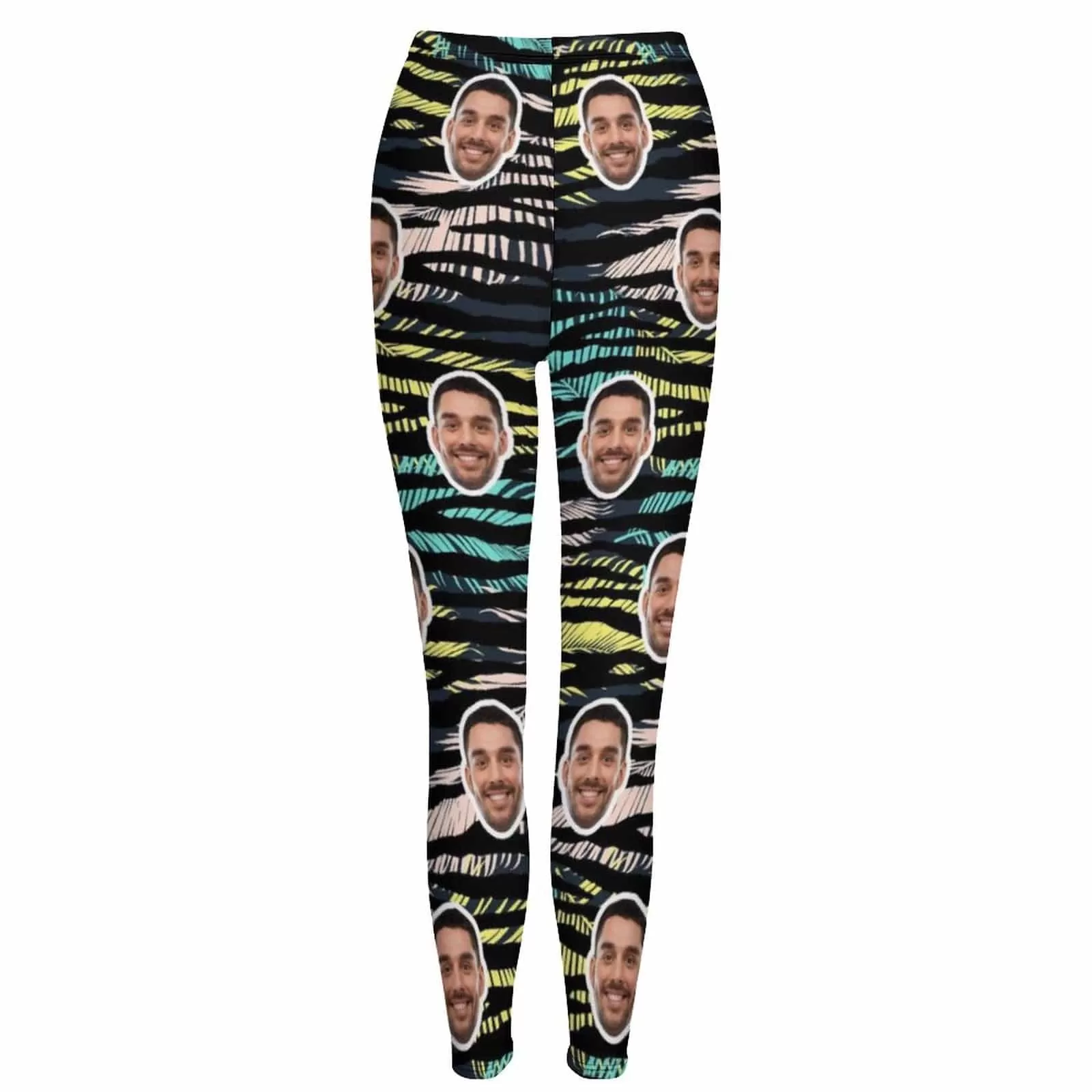 Custom Face Tropical Stripes Leggings Design Your Own Leggings