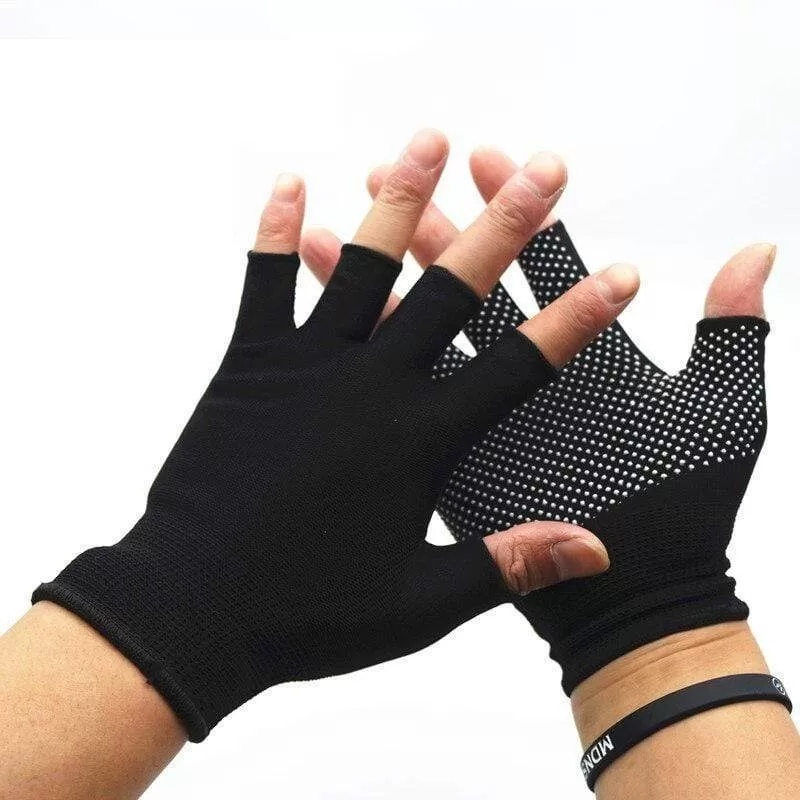 Cycling Gloves Summer Two-half Finger Motorcycle Gloves Sunscreen Fitness Bike Elastic Non-slip Half Finger Gloves Men Women