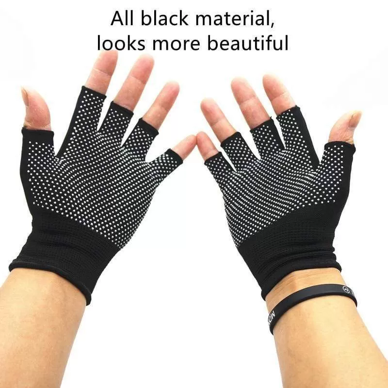 Cycling Gloves Summer Two-half Finger Motorcycle Gloves Sunscreen Fitness Bike Elastic Non-slip Half Finger Gloves Men Women