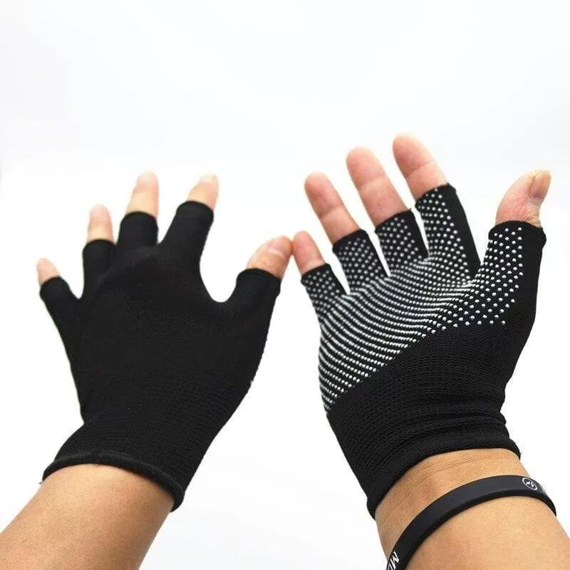 Cycling Gloves Summer Two-half Finger Motorcycle Gloves Sunscreen Fitness Bike Elastic Non-slip Half Finger Gloves Men Women