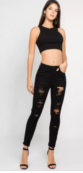 Distressed Black Jeans