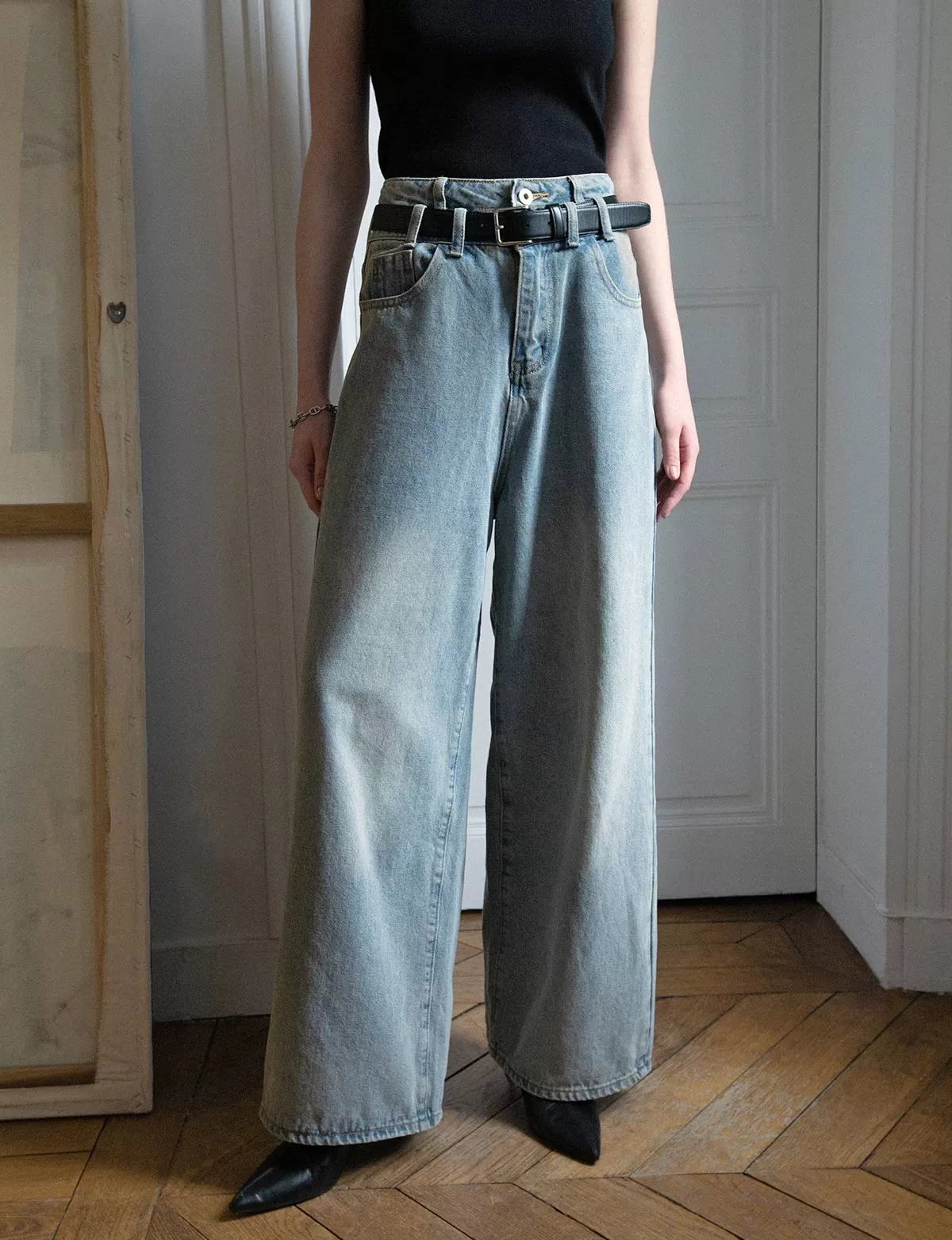 Double Waist Wide Leg Jeans