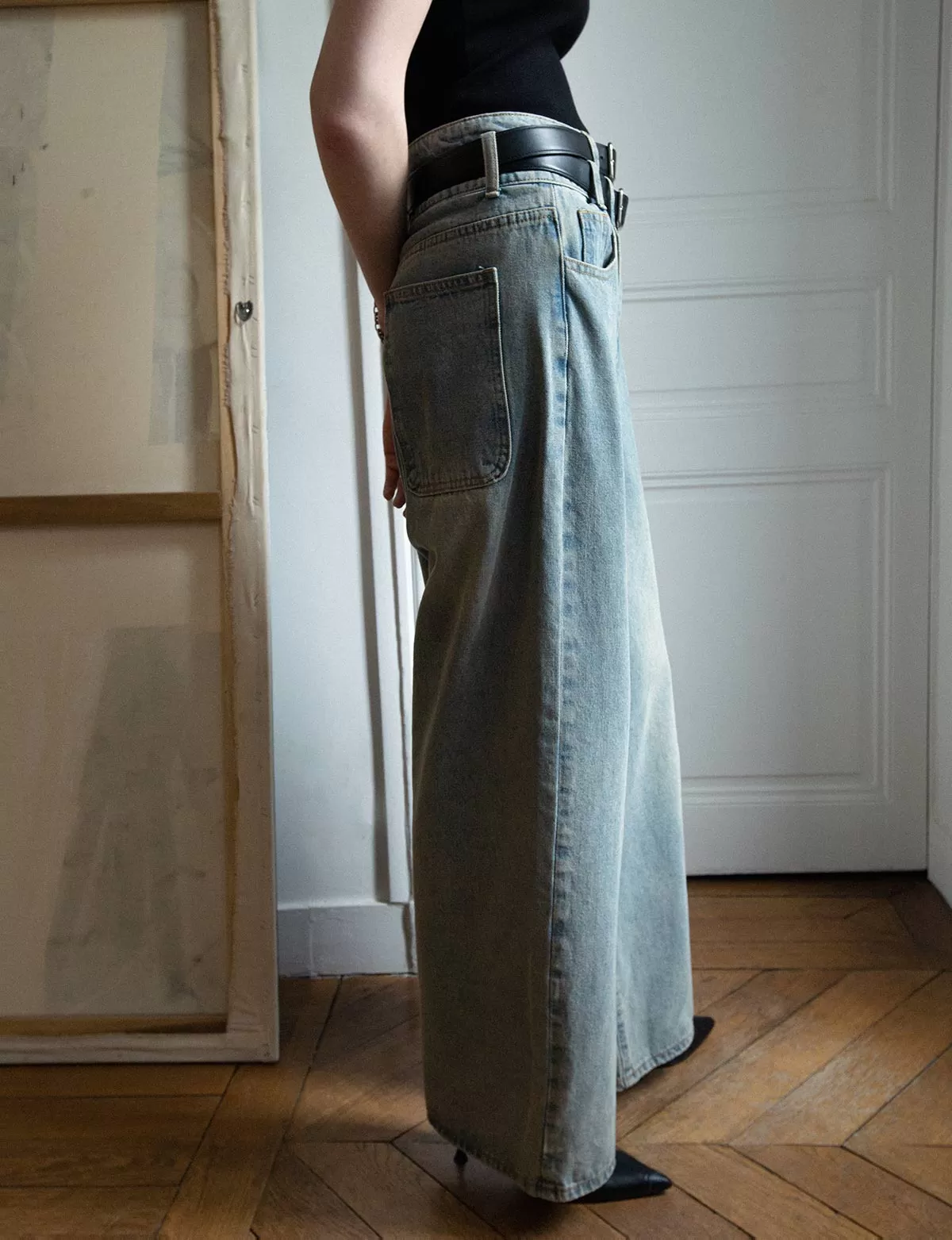 Double Waist Wide Leg Jeans