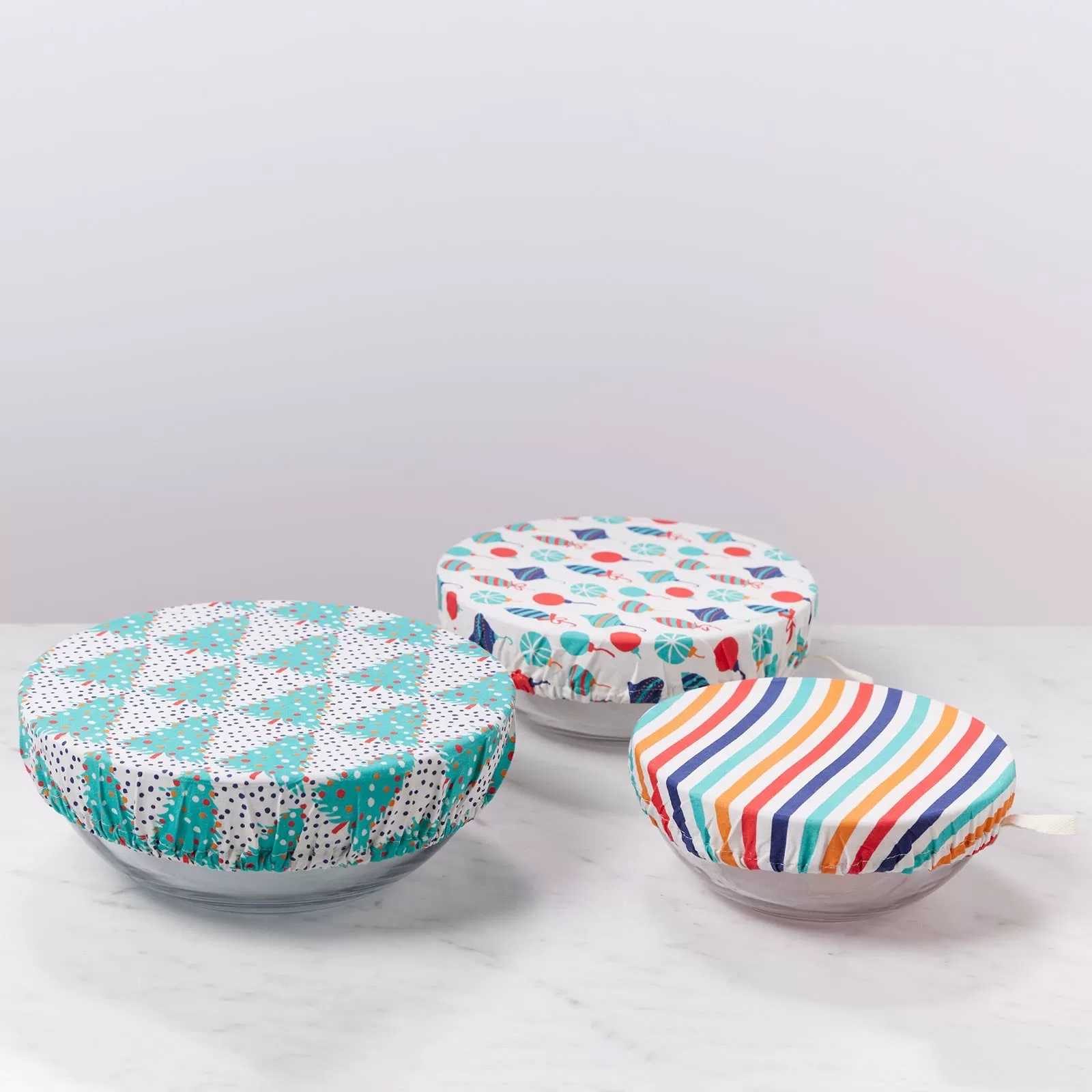 Festive Holiday blu Kitchen Food Storage Covers (Set of 3 )