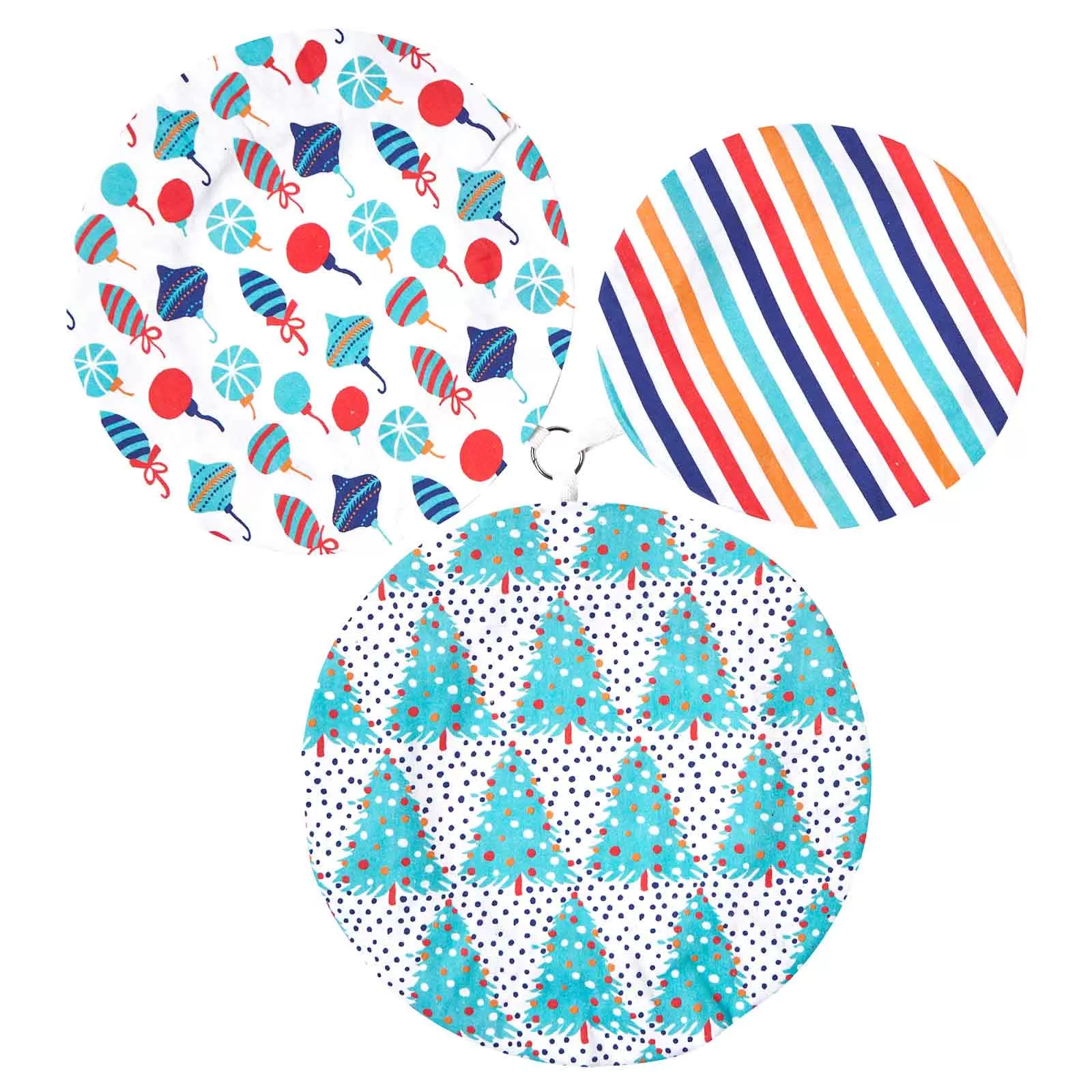 Festive Holiday blu Kitchen Food Storage Covers (Set of 3 )