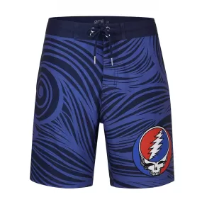 Grateful Dead | 48-54 Hybrid Board Shorts | Navy Spiral Steal Your Face