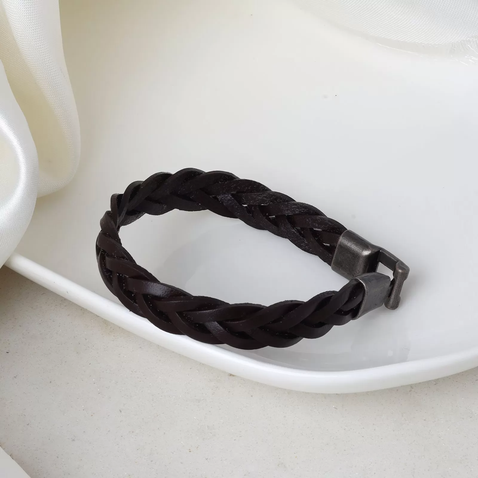 Jack Braided Dark Brown Mens Bracelet