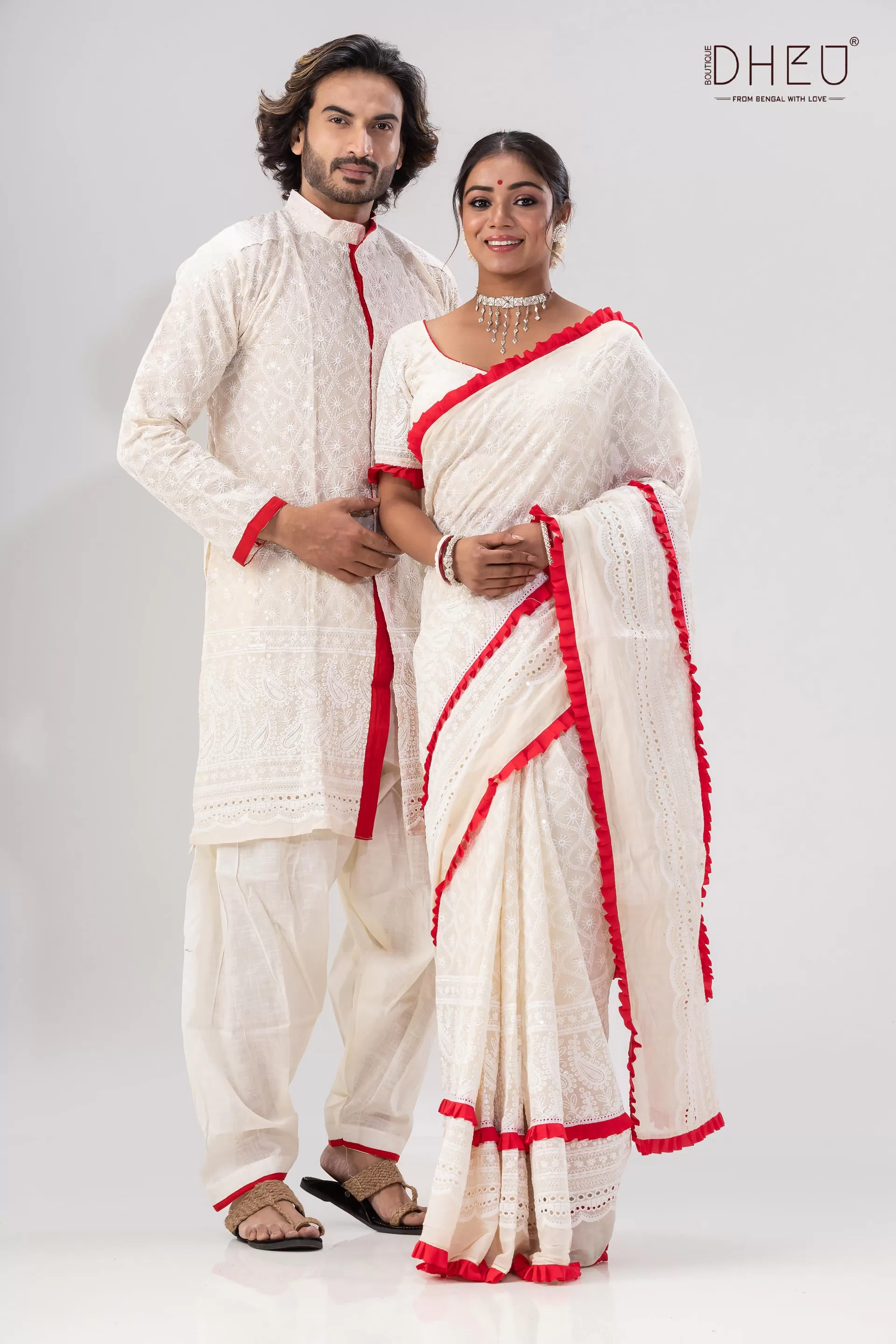 Krishnokoli-Saree-Kurta Couple Set