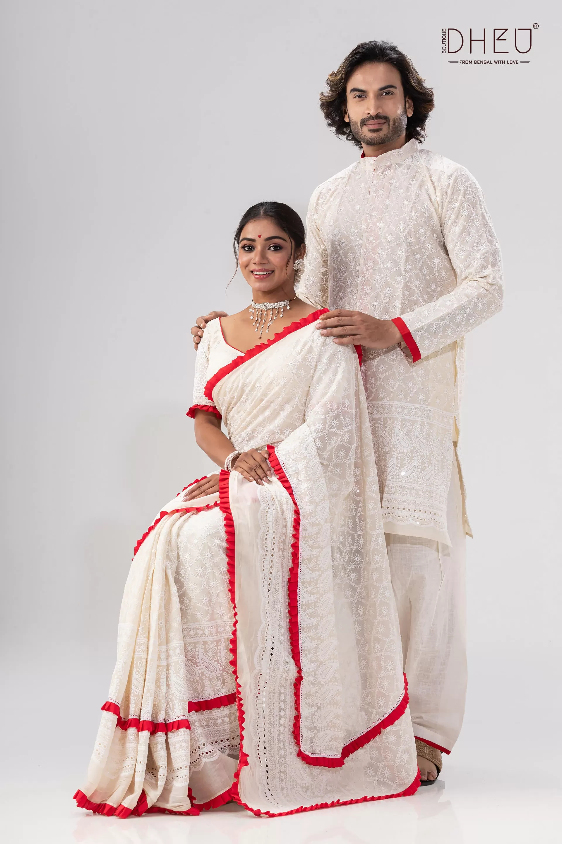 Krishnokoli-Saree-Kurta Couple Set