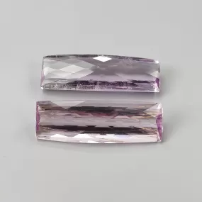 KUNZITE Gemstone Checker Cut : 57.25cts Natural Untreated Unheated Purple Kunzite Cushion Shape 34.5*11.5mm - 35.5*11.5mm 2pcs