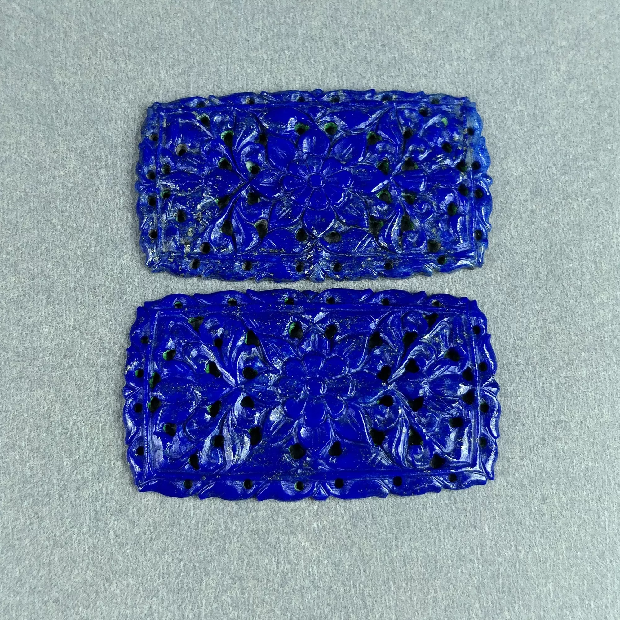 LAPIS LAZULI Gemstone Carving September Birthstone : 65.00cts Natural Untreated Unheated Lapis Hand Carved Cushion Shape 45*25mm 1pc