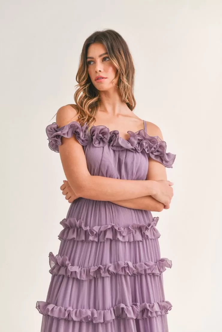 Leylani Lavender Ruffle Tiered Maxi Dress