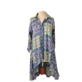 Mehreen Noorani Blue Digital Print Silk Kurta | Brand New |