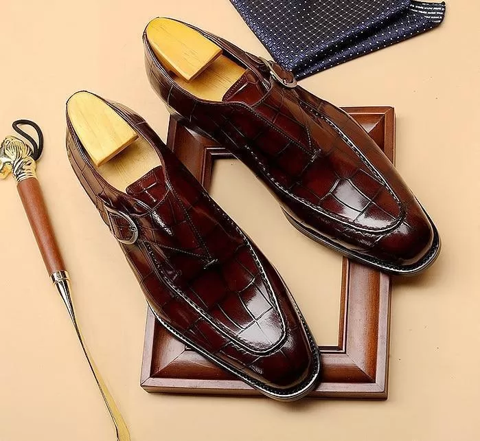 Men  Dress Shoes -  Teodoro Oxford Monk Strap Shoes