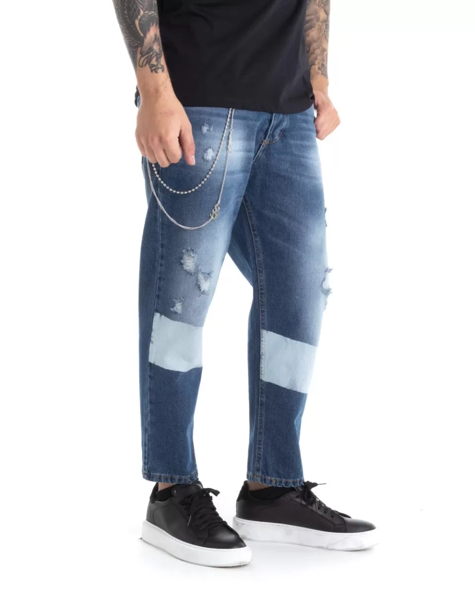 Pantaloni Jeans Uomo Loose Fit Denim Scuro Cinque Tasche GIOSAL-P5314A