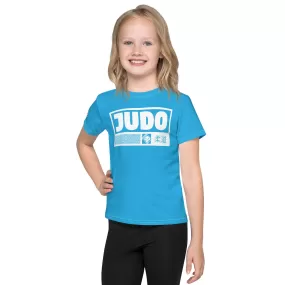 Playful Protection: Girl's Short Sleeve Judo Rash Guard - Cyan