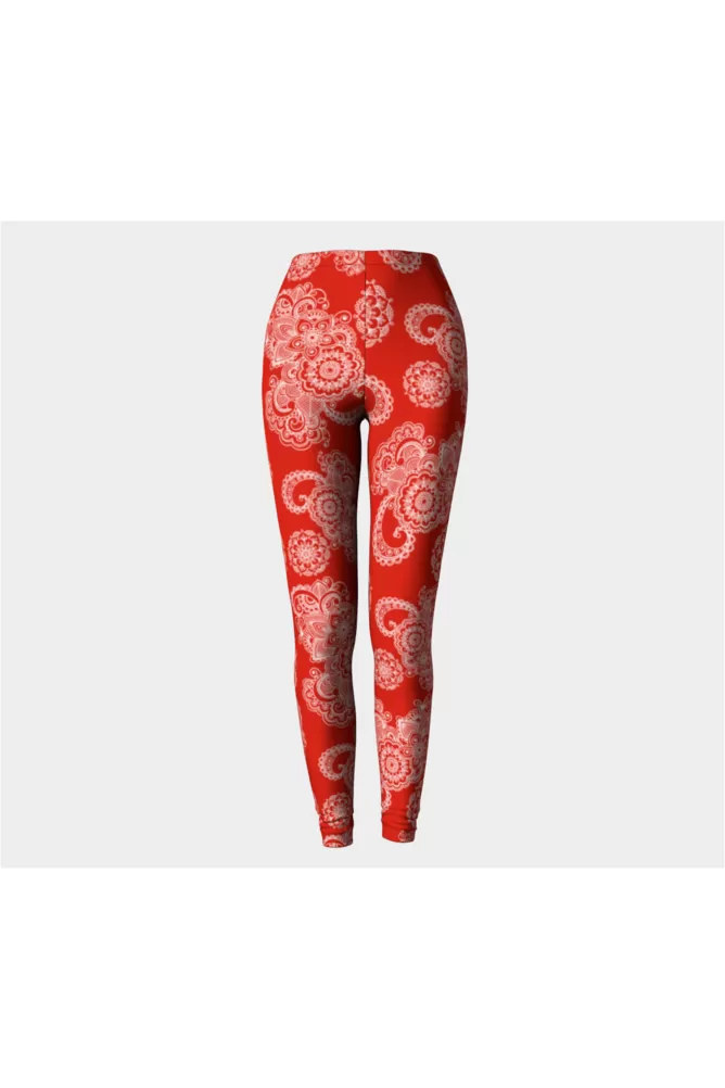 Red Paisley Premium Leggings