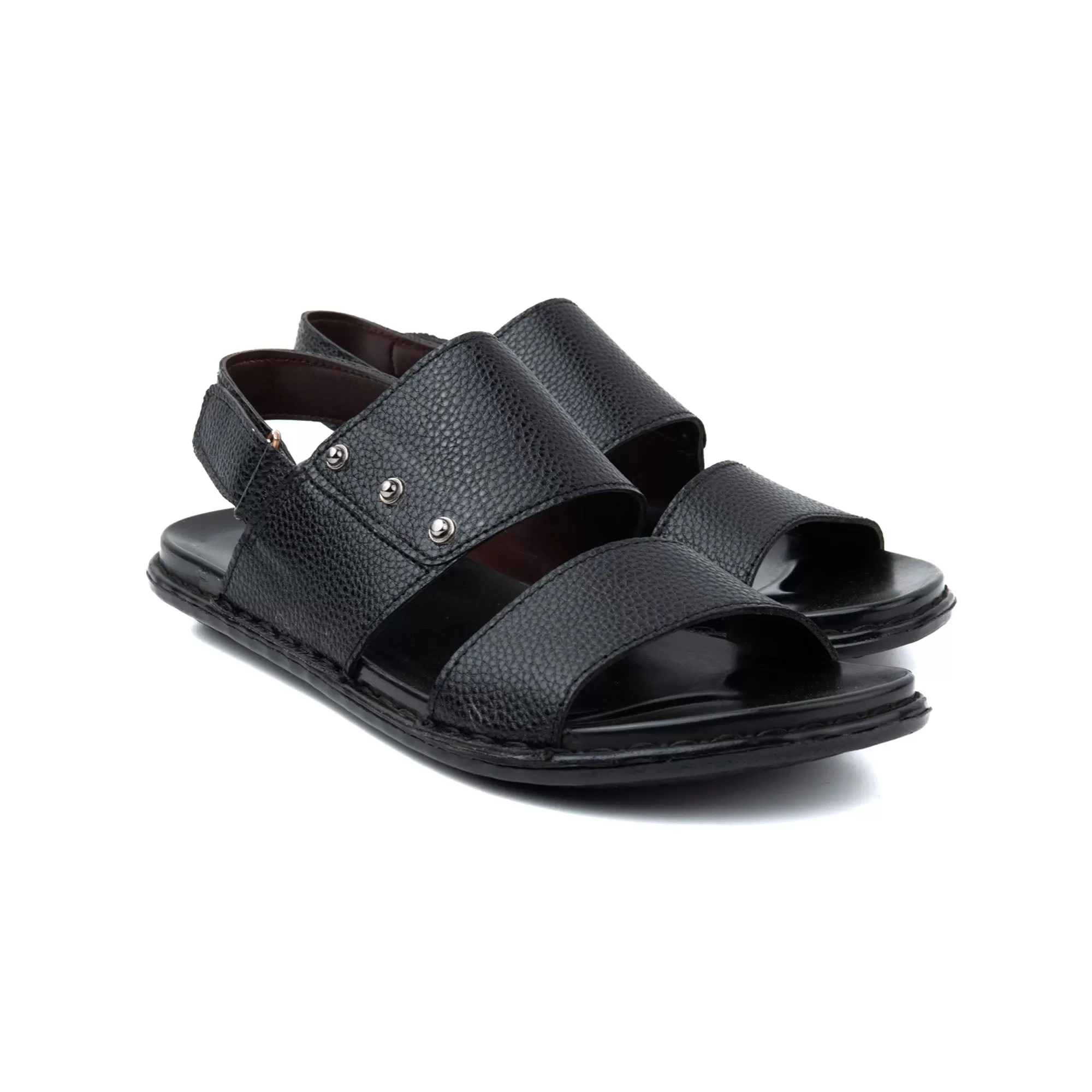 Side Dot Buckled Men Leather Sandals