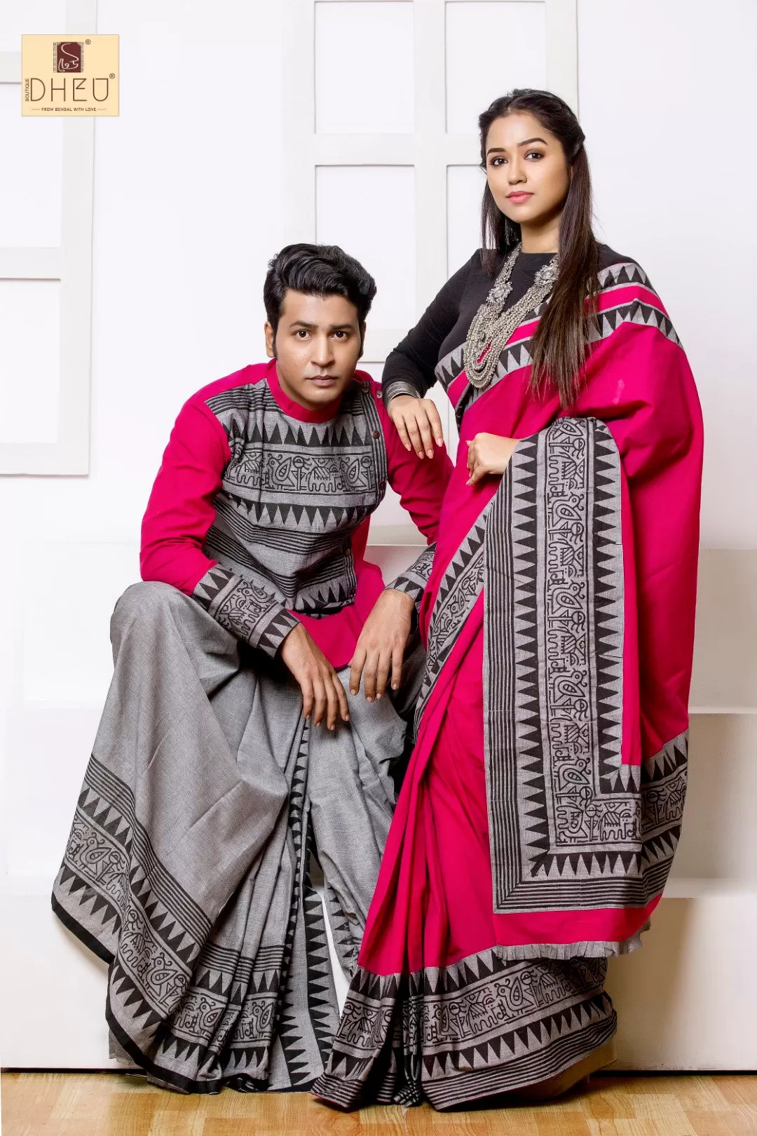 Sohini- Anirban's Couple Set-Saree-Kurta-Dhoti(Optional)