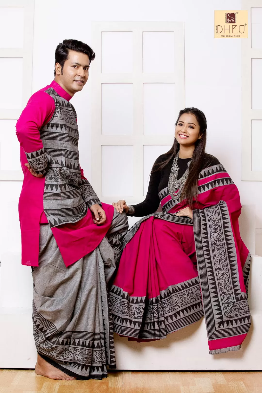 Sohini- Anirban's Couple Set-Saree-Kurta-Dhoti(Optional)