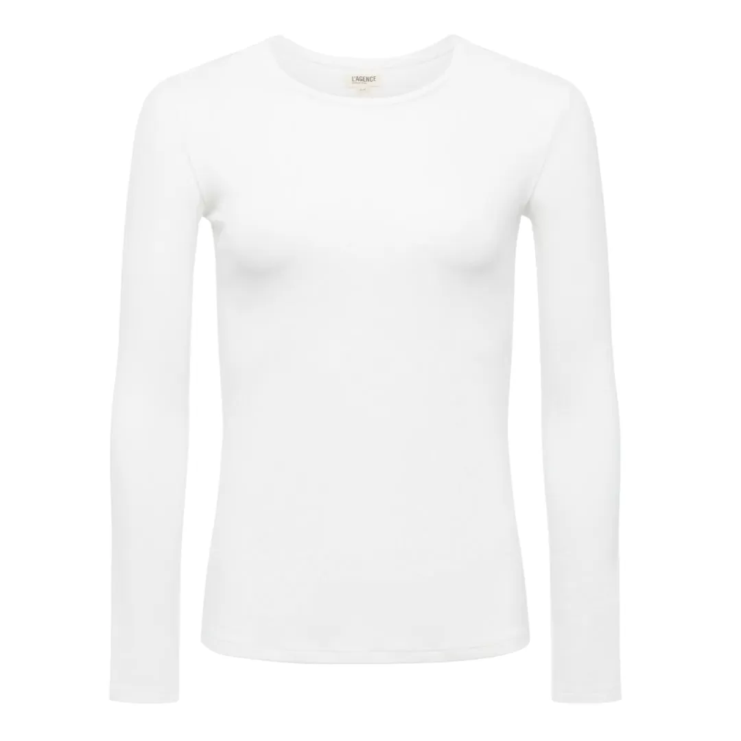 Tess Crewneck Long Sleeve Tee (White)