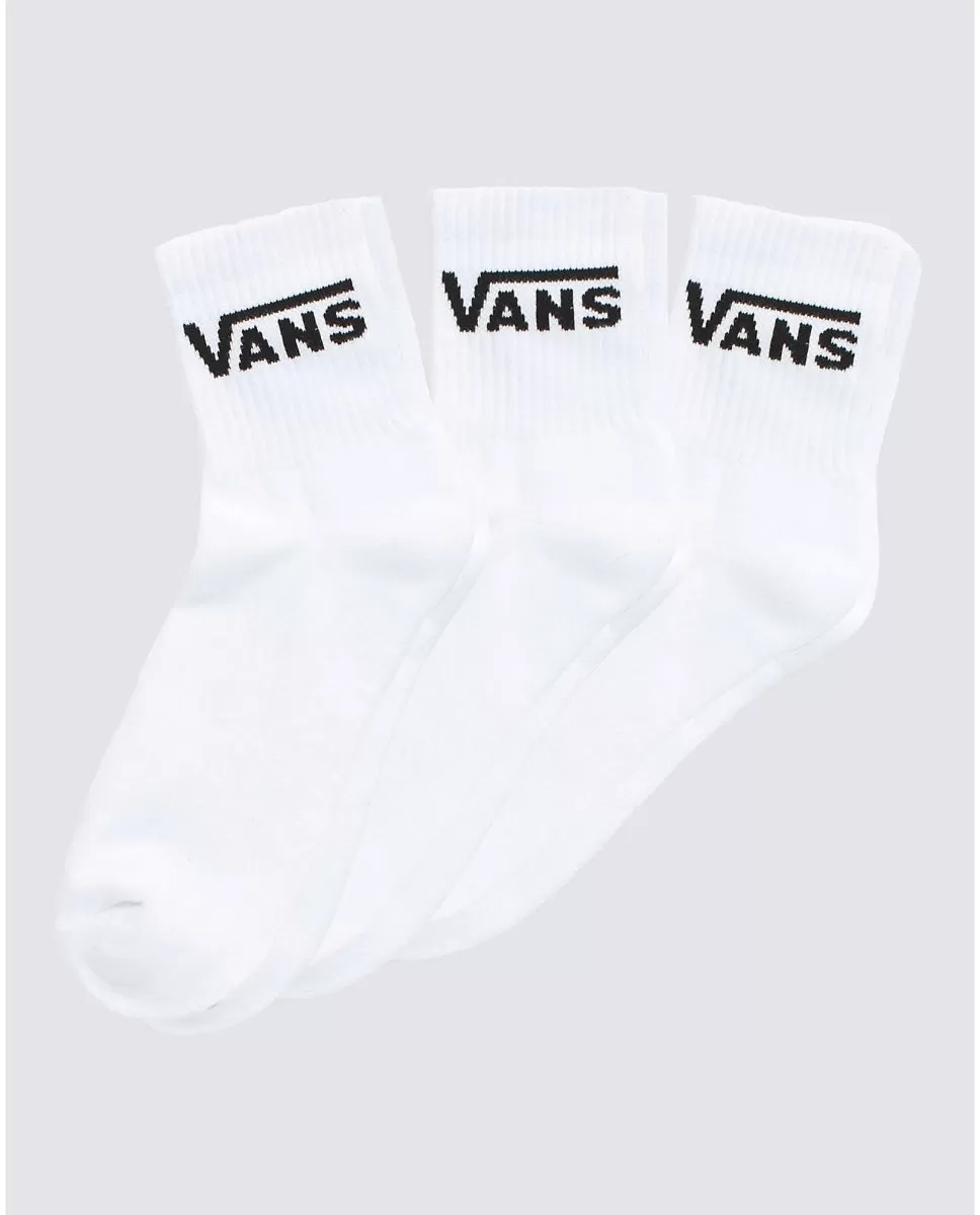 VANS UNISEX CLASSIC HALF CREW WHITE SOCK (3 PAIRS)