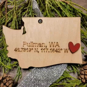 WSU Wood coordinate  Ornament